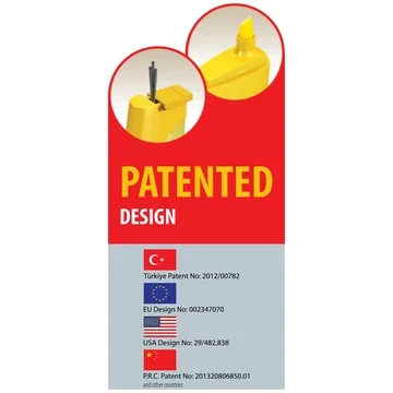 Patented Design — Türkiye Patent No: 2012/00782 · EU Design No: 002347070 · USA Design No: 29/482,838 · P.R.C. Patent No: 201320806850.01