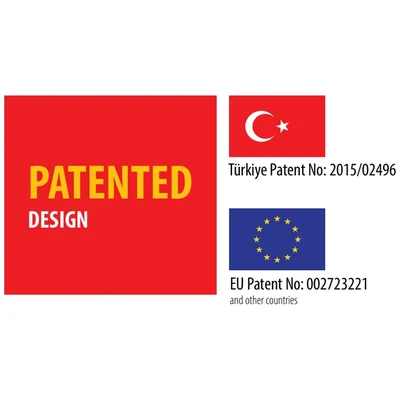 Patented Design — Türkiye Patent No: 2015/02496 · EU Patent No: 002723221