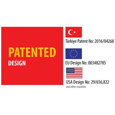 Patented Design — Türkiye Patent No: 2016/04268 · EU Design No: 003482785 · USA Design No: 29/656,822